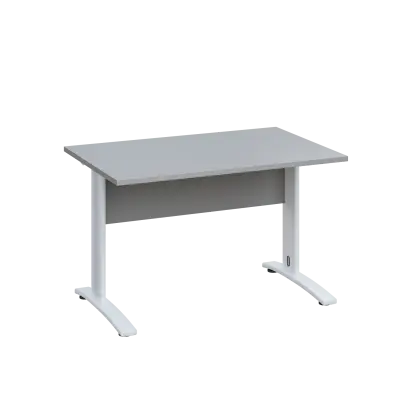 LK 28 - 12 stůl kancelářský, kovová podnož bílá, deska 25 mm, široký 1200 mm, šedá