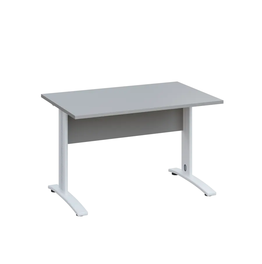 LK 28 - 12 stůl kancelářský, kovová podnož bílá, deska 25 mm, široký 1200 mm, šedá