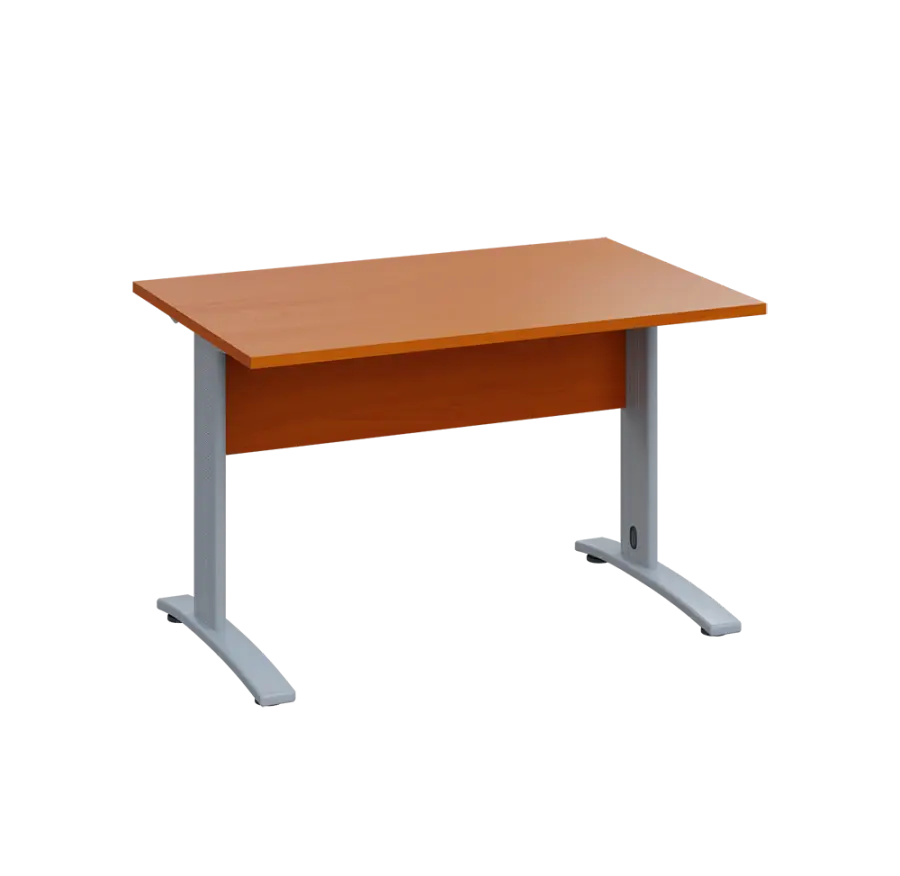 LK 28 - 12 stůl kancelářský, kovová podnož bílá, deska 25 mm, široký 1200 mm, třešeň šumavská