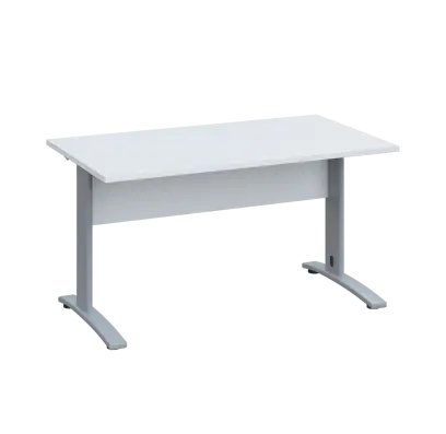 LK 28 - 14 stůl kancelářský, kovová podnož stříbrná, deska 25 mm, široký 1400 mm, bílá