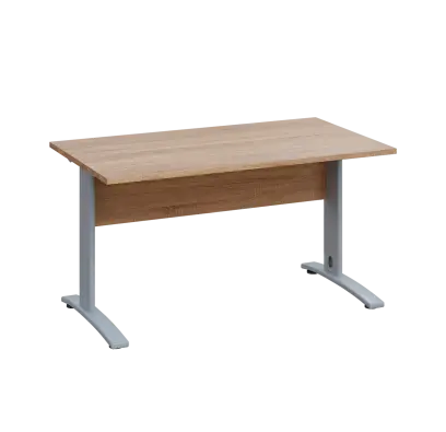 LK 28 - 14 stůl kancelářský, kovová podnož stříbrná, deska 25 mm, široký 1400 mm, dub bardolino