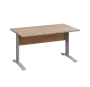 LK 28 - 14 stůl kancelářský, kovová podnož stříbrná, deska 25 mm, široký 1400 mm, dub bardolino