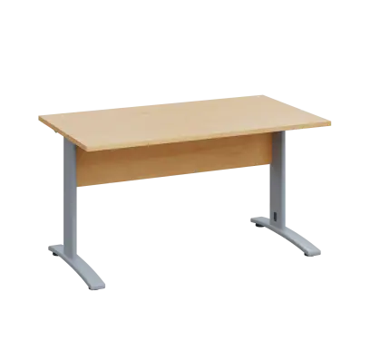 LK 28 - 14 stůl kancelářský, kovová podnož stříbrná, deska 25 mm, široký 1400 mm, javor horský