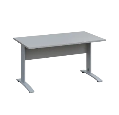 LK 28 - 14 stůl kancelářský, kovová podnož stříbrná, deska 25 mm, široký 1400 mm, šedá