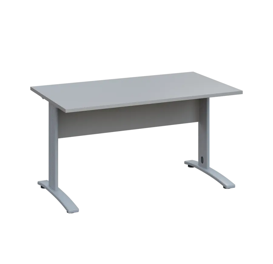 LK 28 - 14 stůl kancelářský, kovová podnož stříbrná, deska 25 mm, široký 1400 mm, šedá