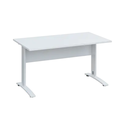 LK 28 - 14 stůl kancelářský, kovová podnož bílá, deska 25 mm, široký 1400 mm, bílá
