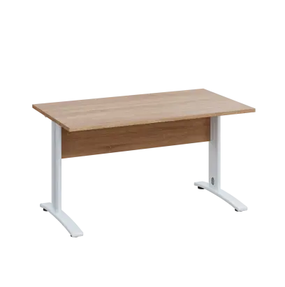 LK 28 - 14 stůl kancelářský, kovová podnož bílá, deska 25 mm, široký 1400 mm, dub bardolino