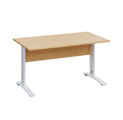 LK 28 - 14 stůl kancelářský, kovová podnož bílá, deska 25 mm, široký 1400 mm, javor horský