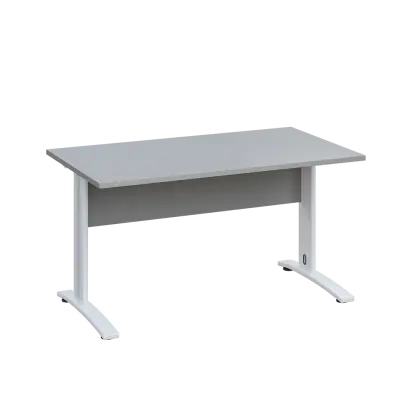 LK 28 - 14 stůl kancelářský, kovová podnož bílá, deska 25 mm, široký 1400 mm, šedá