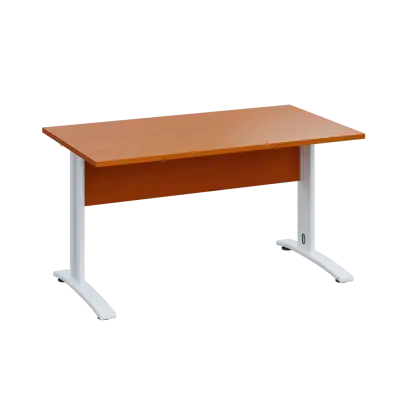 LK 28 - 14 stůl kancelářský, kovová podnož bílá, deska 25 mm, široký 1400 mm, třešeň šumavská