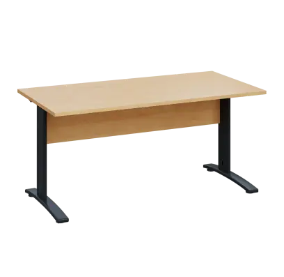 LK 28 - 16 stůl kancelářský, kovová podnož černá, deska 25 mm, široký 1600 mm, javor horský