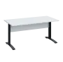 LK 28 - 16 stůl kancelářský, kovová podnož černá, deska 25 mm, široký 1600 mm, bílá