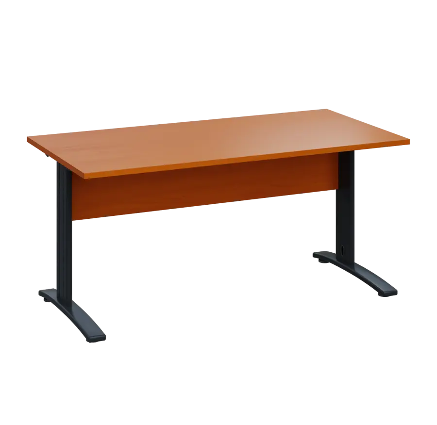 LK 28 - 16 stůl kancelářský, kovová podnož černá, deska 25 mm, široký 1600 mm, třešeň šumavská