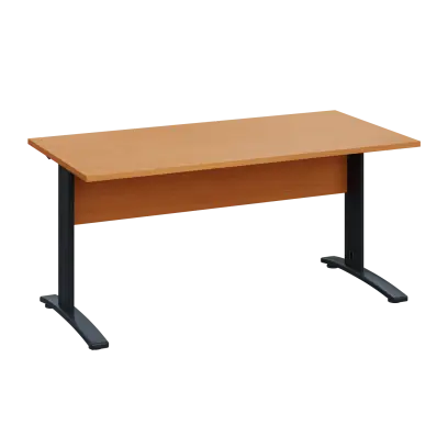 LK 28 - 16 stůl kancelářský, kovová podnož černá, deska 25 mm, široký 1600 mm, buk royal