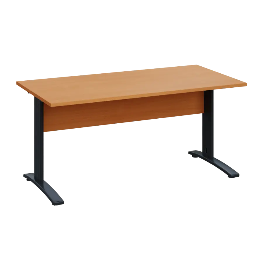 LK 28 - 16 stůl kancelářský, kovová podnož černá, deska 25 mm, široký 1600 mm, buk royal