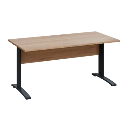 LK 28 - 16 stůl kancelářský, kovová podnož černá, deska 25 mm, široký 1600 mm, dub bardolino