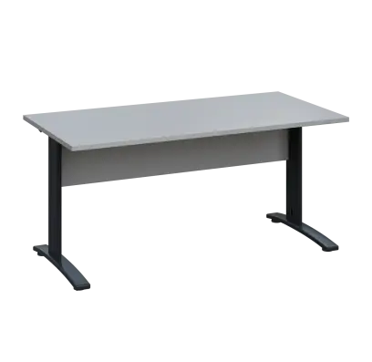 LK 28 - 16 stůl kancelářský, kovová podnož černá, deska 25 mm, široký 1600 mm, šedá