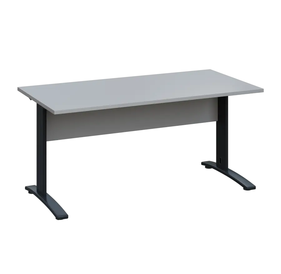 LK 28 - 16 stůl kancelářský, kovová podnož černá, deska 25 mm, široký 1600 mm, šedá