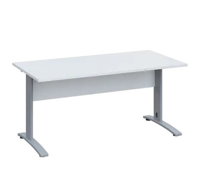LK 28 - 16 stůl kancelářský, kovová podnož stříbrná, deska 25 mm, široký 1600 mm, bílá