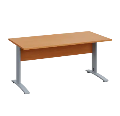 LK 28 - 16 stůl kancelářský, kovová podnož stříbrná, deska 25 mm, široký 1600 mm, buk royal