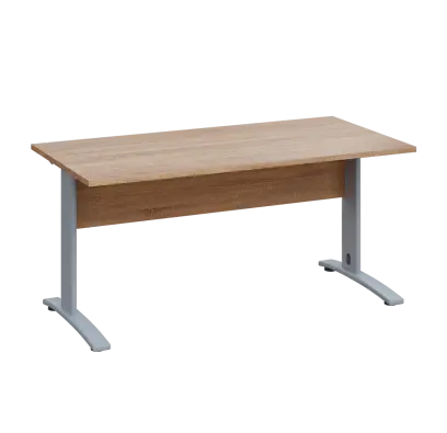 LK 28 - 16 stůl kancelářský, kovová podnož stříbrná, deska 25 mm, široký 1600 mm, dub bardolino