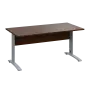 LK 28 - 16 stůl kancelářský, kovová podnož stříbrná, deska 25 mm, široký 1600 mm, ořech královský