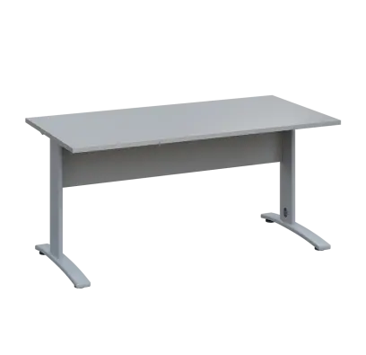 LK 28 - 16 stůl kancelářský, kovová podnož stříbrná, deska 25 mm, široký 1600 mm, šedá