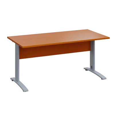 LK 28 - 16 stůl kancelářský, kovová podnož stříbrná, deska 25 mm, široký 1600 mm, třešeň šumavská