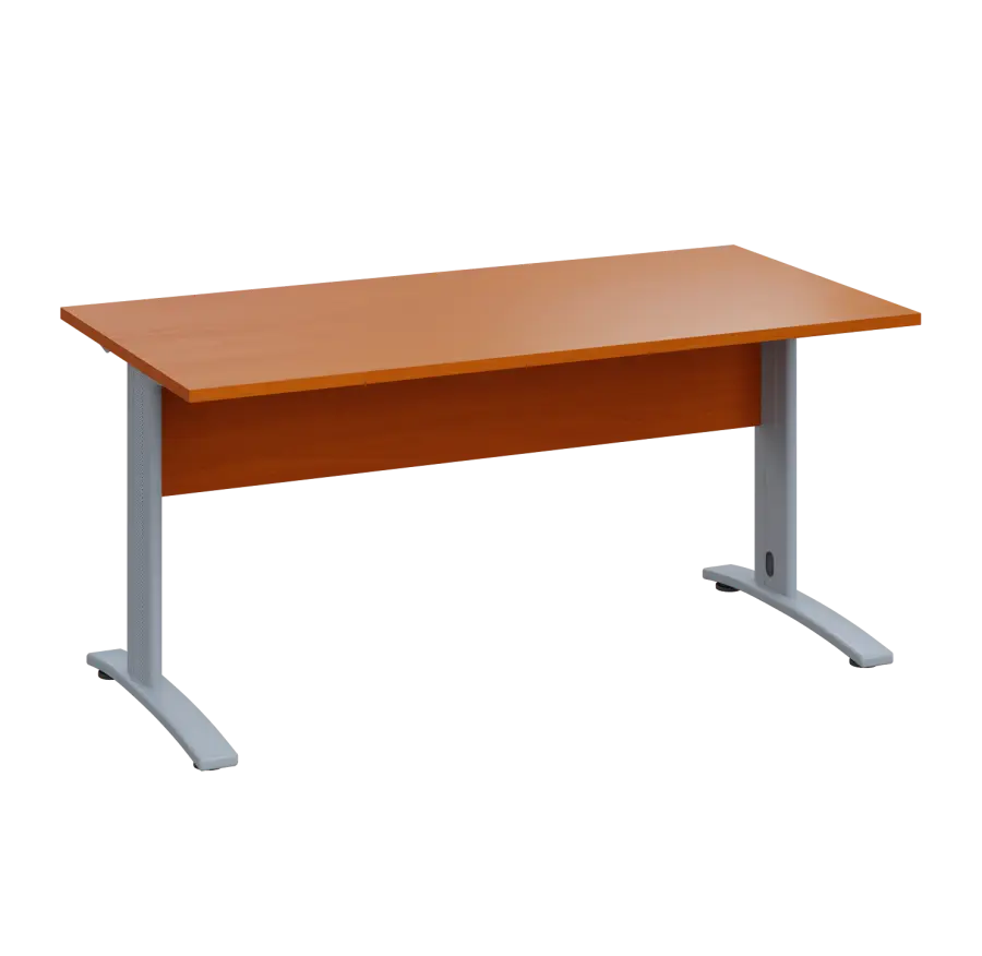 LK 28 - 16 stůl kancelářský, kovová podnož stříbrná, deska 25 mm, široký 1600 mm, třešeň šumavská