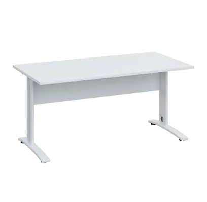 LK 28 - 16 stůl kancelářský, kovová podnož bílá, deska 25 mm, široký 1600 mm, bílá