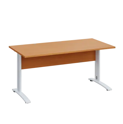 LK 28 - 16 stůl kancelářský, kovová podnož bílá, deska 25 mm, široký 1600 mm, buk royal