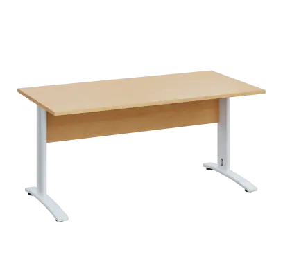 LK 28 - 16 stůl kancelářský, kovová podnož bílá, deska 25 mm, široký 1600 mm, javor horský