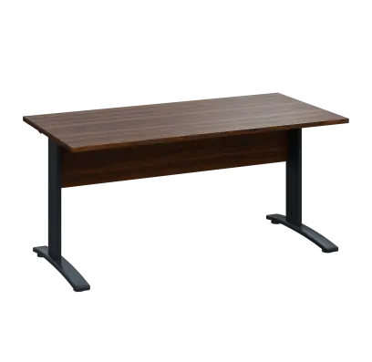 LK 28 - 16 stůl kancelářský, kovová podnož bílá, deska 25 mm, široký 1600 mm, ořech královský