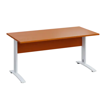 LK 28 - 16 stůl kancelářský, kovová podnož bílá, deska 25 mm, široký 1600 mm, třešeň šumavská