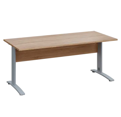 LK 28 - 18 stůl kancelářský, kovová podnož stříbrná, deska 25 mm, široký 1800 mm, dub bardolino