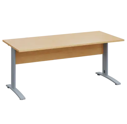LK 28 - 18 stůl kancelářský, kovová podnož stříbrná, deska 25 mm, široký 1800 mm, javor horský