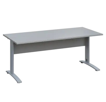 LK 28 - 18 stůl kancelářský, kovová podnož stříbrná, deska 25 mm, široký 1800 mm, šedá