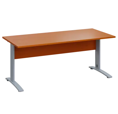 LK 28 - 18 stůl kancelářský, kovová podnož stříbrná, deska 25 mm, široký 1800 mm, třešeň šumavská