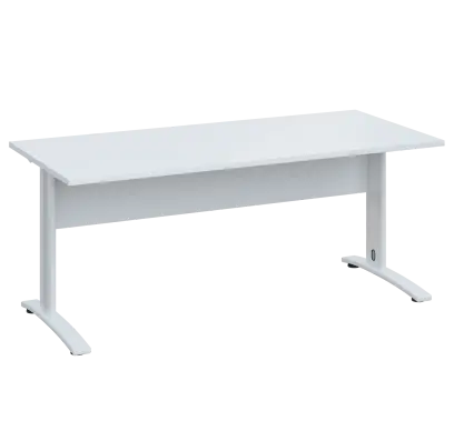 LK 28 - 18 stůl kancelářský, kovová podnož bílá, deska 25 mm, široký 1800 mm, bílá