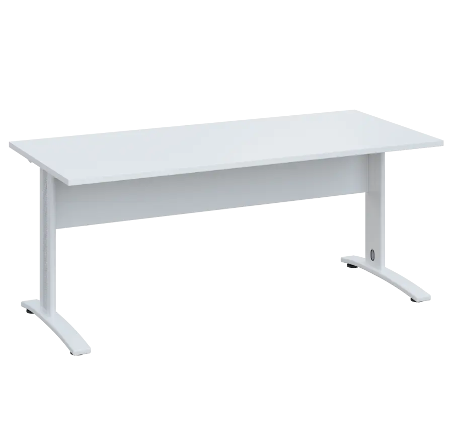 LK 28 - 18 stůl kancelářský, kovová podnož bílá, deska 25 mm, široký 1800 mm, bílá
