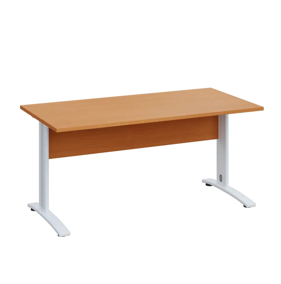 LK 28 - 18 stůl kancelářský, kovová podnož bílá, deska 25 mm, široký 1800 mm, buk Royal