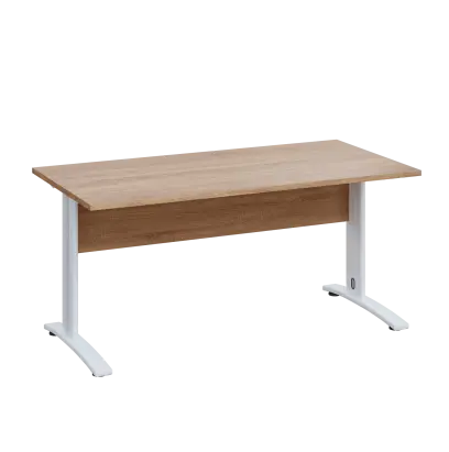 LK 28 - 18 stůl kancelářský, kovová podnož bílá, deska 25 mm, široký 1800 mm, dub bardolino