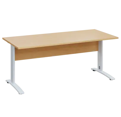 LK 28 - 18 stůl kancelářský, kovová podnož bílá, deska 25 mm, široký 1800 mm, javor horský