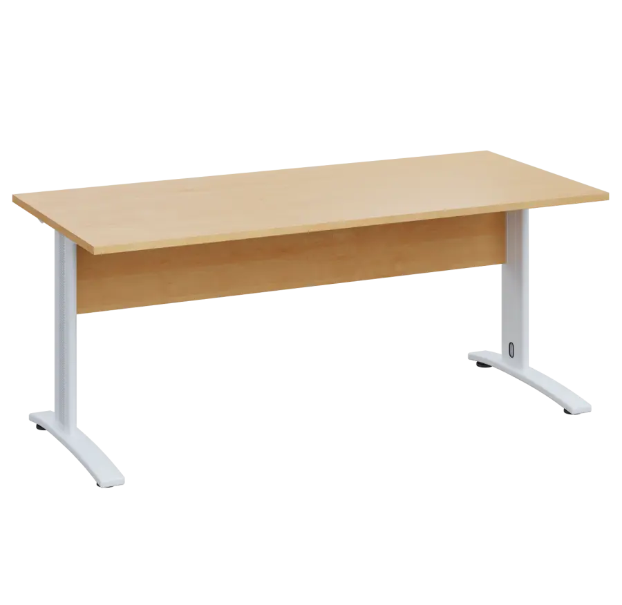 LK 28 - 18 stůl kancelářský, kovová podnož bílá, deska 25 mm, široký 1800 mm, javor horský