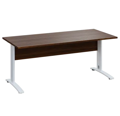 LK 28 - 18 stůl kancelářský, kovová podnož bílá, deska 25 mm, široký 1800 mm, ořech královský