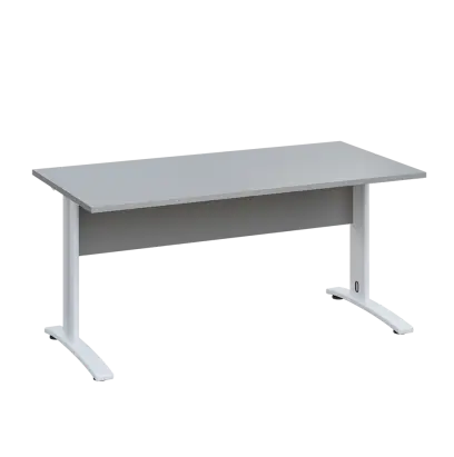 LK 28 - 18 stůl kancelářský, kovová podnož bílá, deska 25 mm, široký 1800 mm, šedá