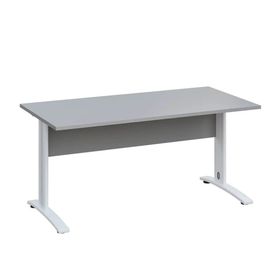 LK 28 - 18 stůl kancelářský, kovová podnož bílá, deska 25 mm, široký 1800 mm, šedá