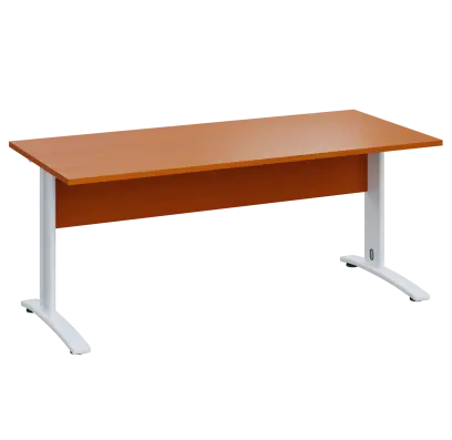 LK 28 - 18 stůl kancelářský, kovová podnož bílá, deska 25 mm, široký 1800 mm, třešeň šumavská