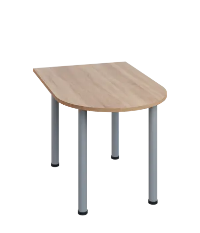 LJ 28 - 12 přístavba jednací, kovová podnož stříbrná, síla desky 25 mm, široká 1200 mm, dub bardolino