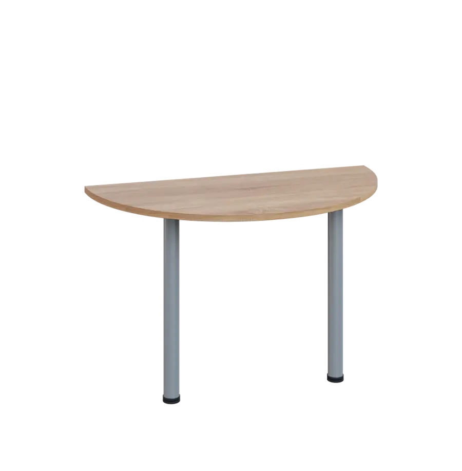 LJC 2 - 120 přístavba jednací, kovová podnož stříbrná, síla desky 25 mm, široká 1200 mm, dub bardolino